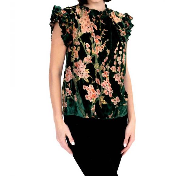 NEW EVA FRANCO vixen top in vineyard bloom olive - Picture 1 of 3
